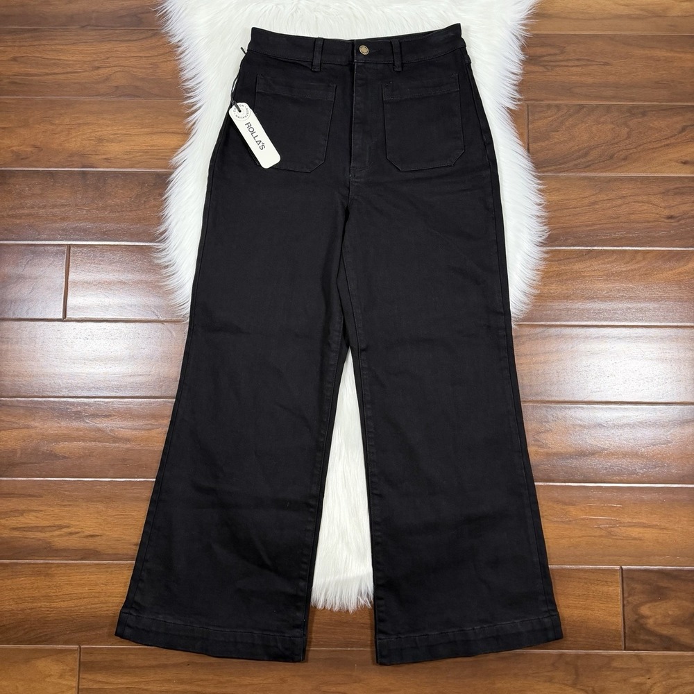 Rolla's Women's Size 30 Black High Rise Wide Leg Sailor Denim Jeans